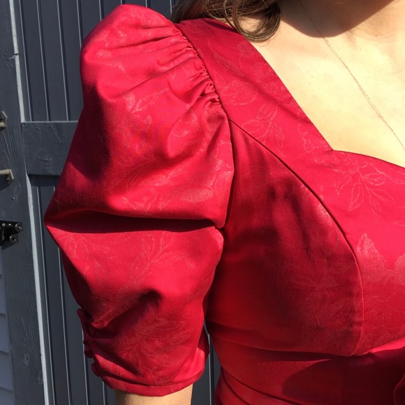 Vintage Laura Ashley Pink Metallic Floral Print Cottage-core Puff Sleeve Dress - Picture 9 of 16